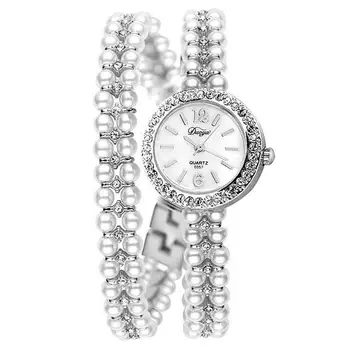 

Duoya Brand Korea Luxury Brand Pearls Bracelet Watch Women Female Ladies Dress Fashion Quartz Wristwatch, D033