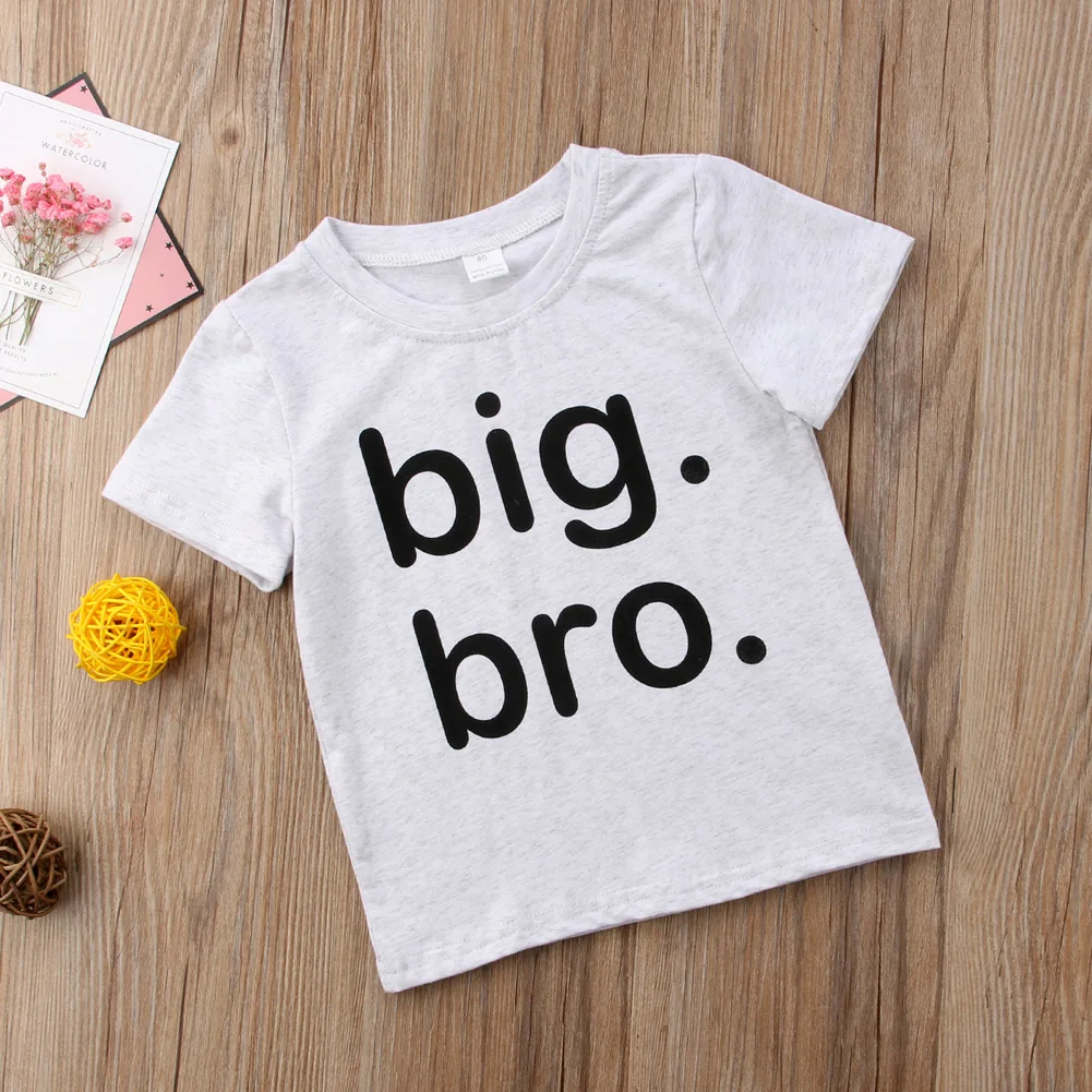 Крутая Детская летняя крутая футболка для маленьких мальчиков футболки с принтом «Большой Бро» новые модные футболки с короткими рукавами для малышей