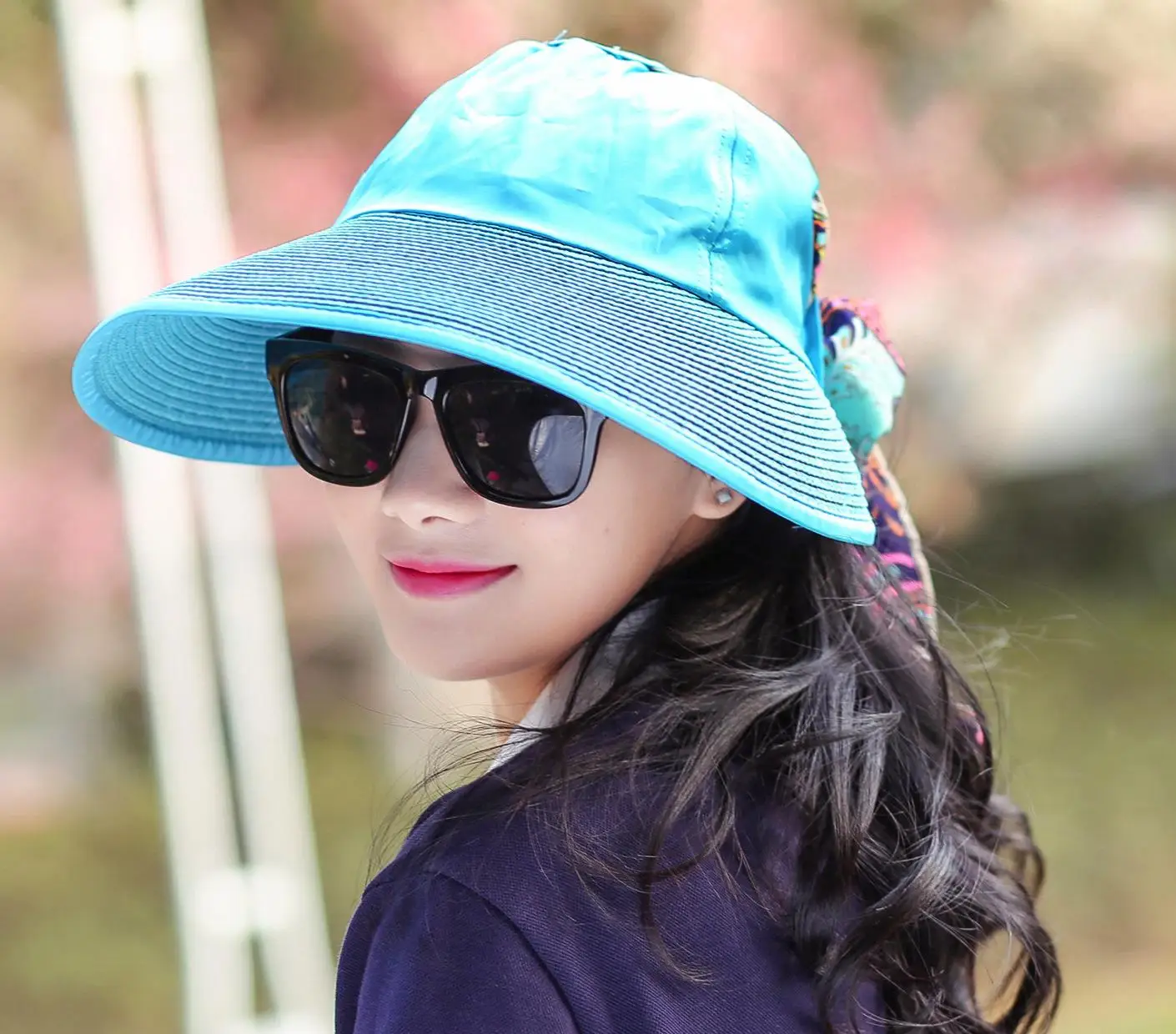 COKK, Солнцезащитная шляпа, летние шапки для женщин, складная, защита от ультрафиолета, защита от ультрафиолета, с широкими полями, складная женская шляпа, летние шали, женские козырьки - Цвет: SKY BLUE