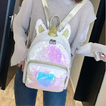

Hot Sale Girl Unicorn Backpack For School Sequins Leather Female Women Teenager Shoulder Bags Mochilas Mujer 2019 Drop Shipping