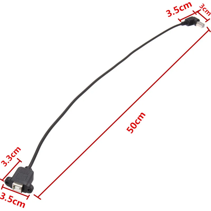 50 см USB 2,0 локоть B мужчин и женщин кабель usb Тип B провода разъем Принтер Панель Крепление удлинитель Соединительный кабель адаптер