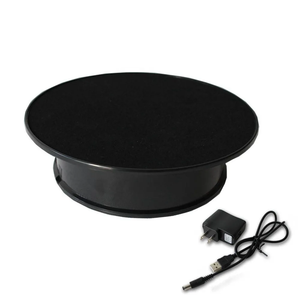 20cm Black Velvet Top Electric Motorized Rotary Rotating Display Turntable Max Load 1.5kg for jewelry Model display stand