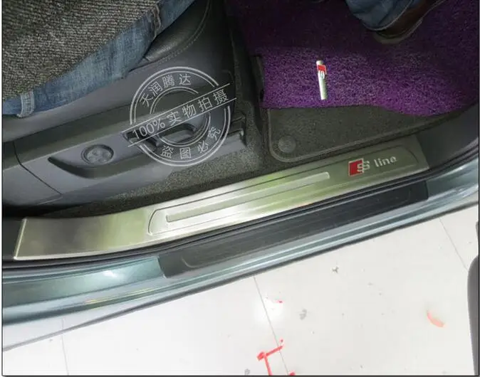

Stainless Steel Door Sill Protectors Scuff Plate Welcome Pedal Threshold Pads Trim Fit for Audi Q7 2010-2015