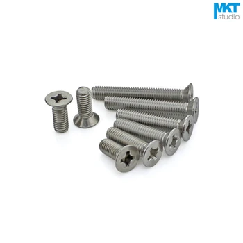 

100Pcs M3 Stainless Steel Flat Head Flat Tail Screws Bolts Height=55/60mm
