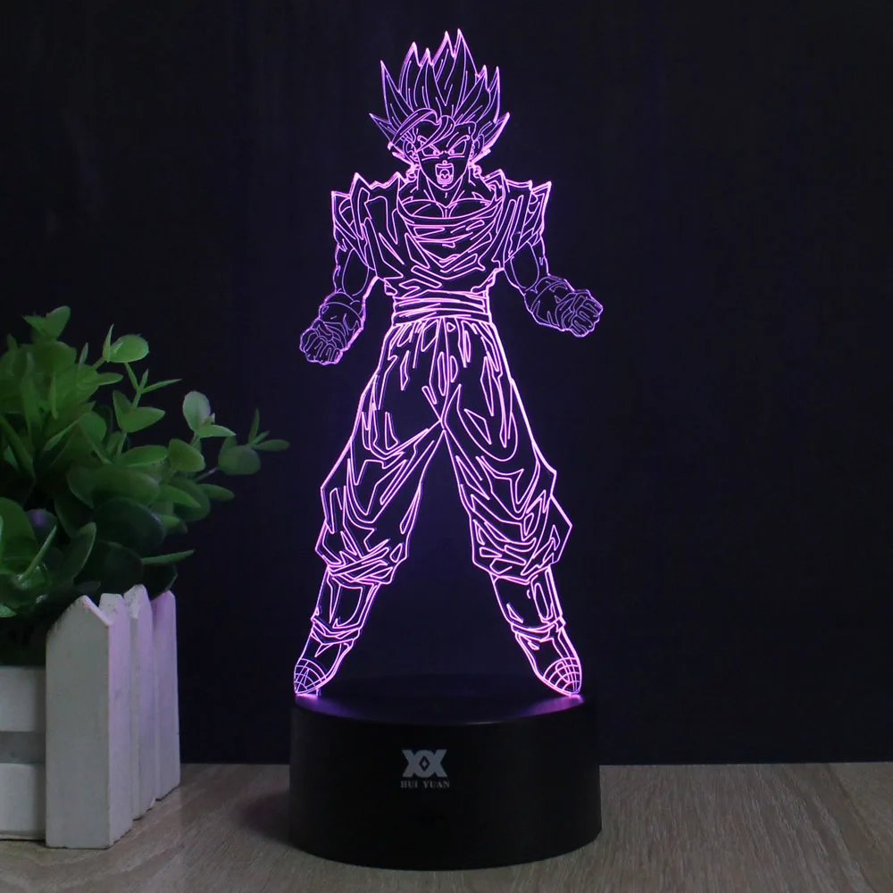 Dragon Ball Son Goku 3D лампа светодиодный 7 цветов дистанционное управление ночник USB оригинальное украшение Настольная лампа креативный