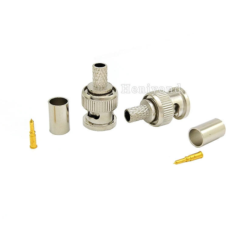 Freeshipping 10PCS BNC male crimp plug for RG59 coaxial cable RG59 BNC Connector BNC male 3-piece crimp connector plug for cctv