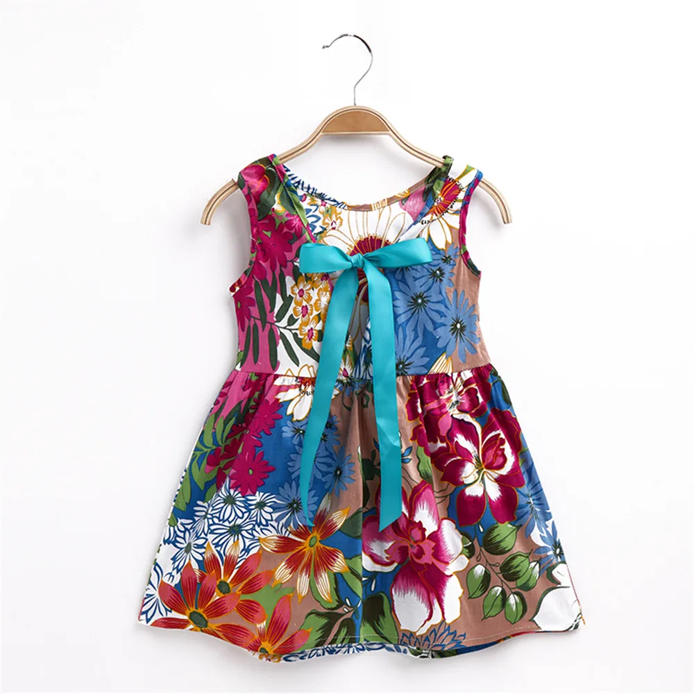 Детское платье принцессы для девочек возрастом от 1 года до 7 лет летняя детская безрукавка для девочек, платья, одежда хлопковые цельные наряды для малышей - Цвет: YY0004