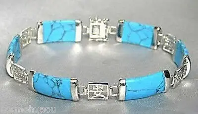 

Jewellery turquoise jade Tibet Silver Bracelet 7.5" AAA style Fine jewe Noble 100% Natural jade 5.26