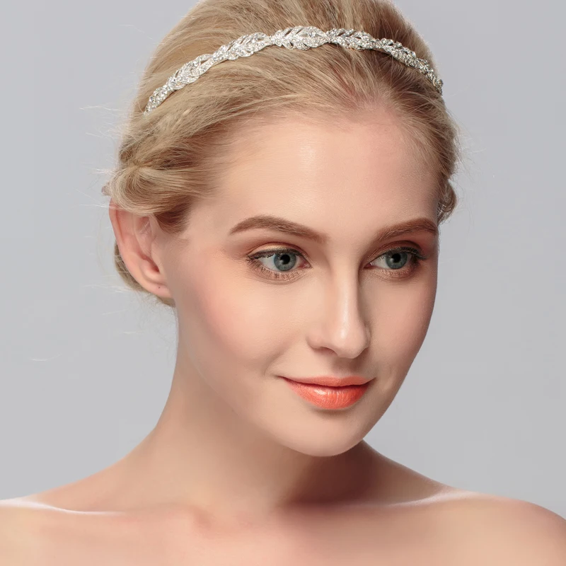Hair Accessory Jewelry Accessories Women Crystal Rhinestone Hairband Flower Leaf Pattern Tiara for Wedding