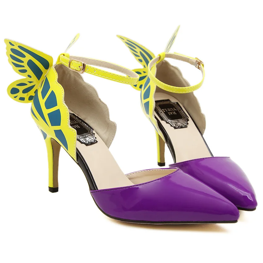 New fashion sexy dream Butterfly buckle strap font b women b font pumps sandals ladies pointed