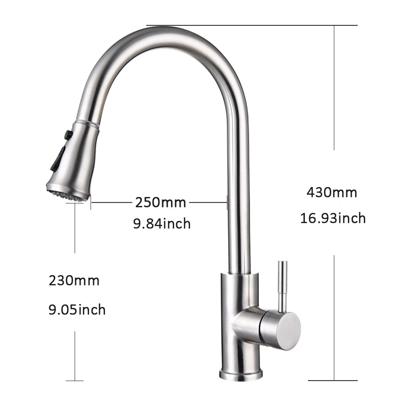  Quyanre High Arc Brushed Nickel Pull Out Touch Sensor Kitchen Faucet Lead-free Pull Out Smart Kitch - 32891225533