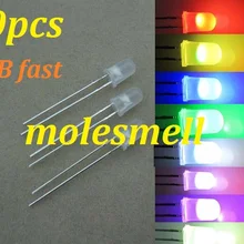 50 шт 5 мм Рассеянный свет RGB Радуга быстро мигает красного, зеленого и синего цвета светодиодный Светодиодный s молочно-белый объектив