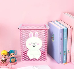 Pink Unicorn Cactus Flamingo Square Desktop Pen Holder Office School Metal Makeup Brush Storage Case Desk Pen Pencil Organizer - Цвет: Rabbit