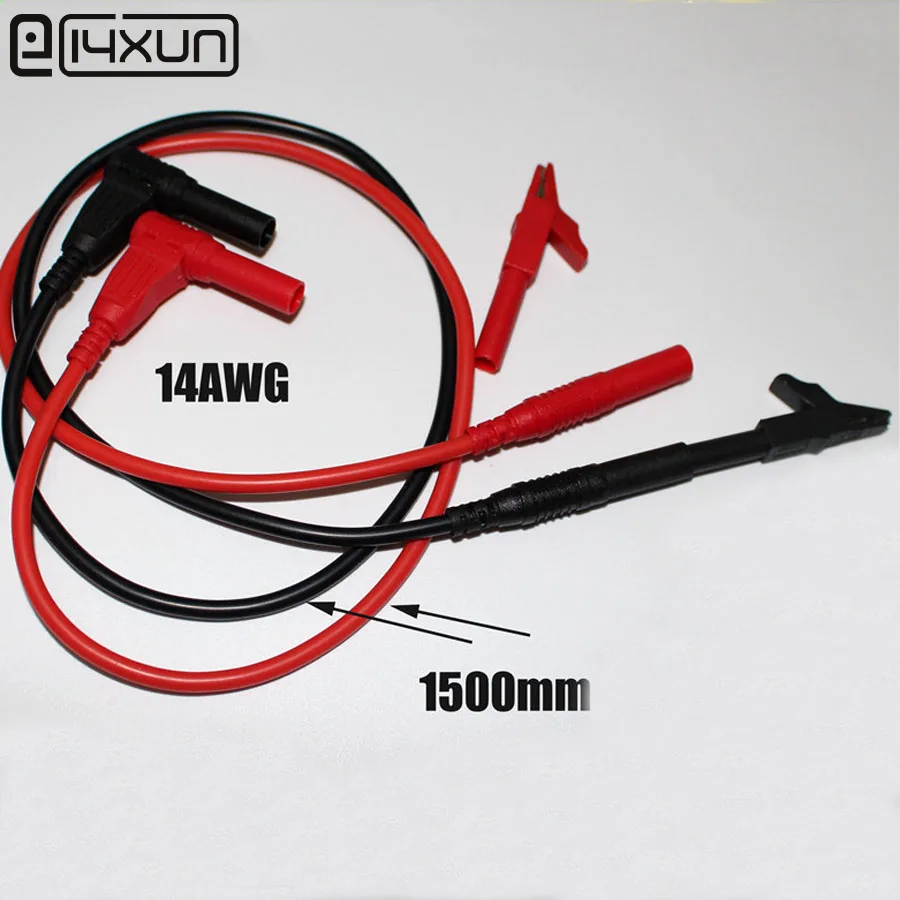 

1 Pair 1.5M Ultra Soft Multimeter Test Leads with Alligator Clip and 4mm Banana Plug ,1500mm 14AWG Silicone Cable for Testing