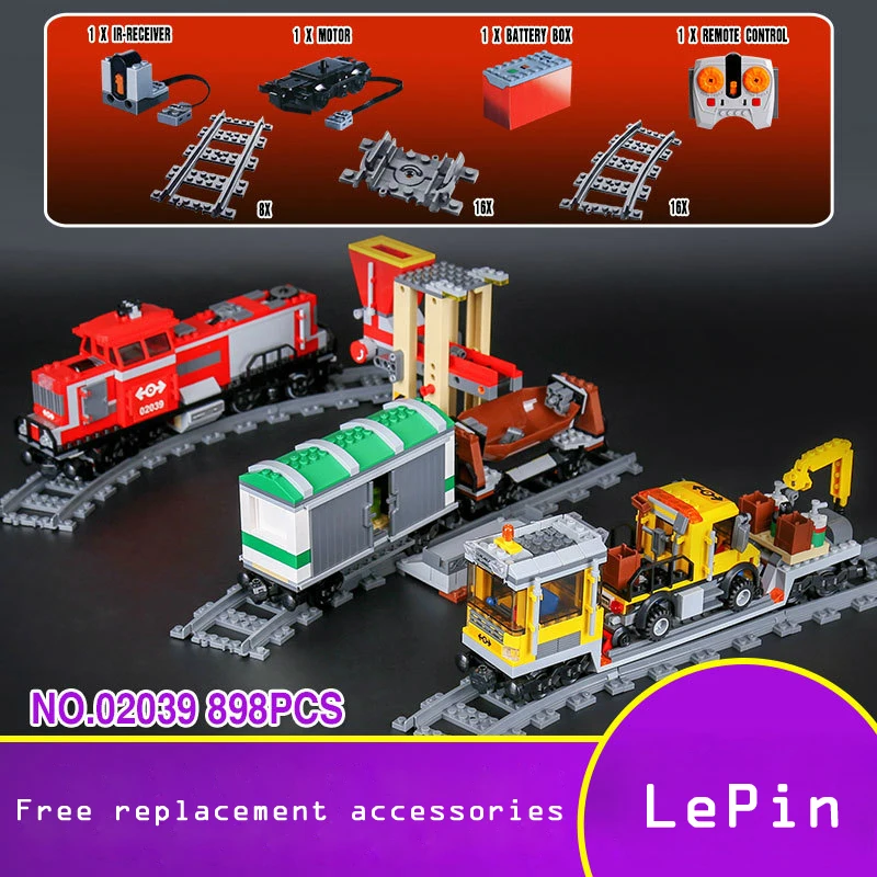 

Lepin 02039 City Series Remote Control Red Freight Power Legoinglys Train Building Block Model Toys Hobbies Figures