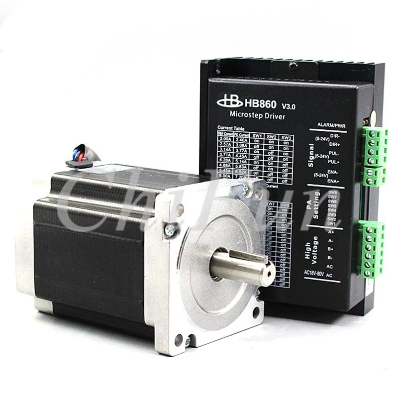

2 Phase 86 Hybrid Stepper Servo Driver kit 86BYG250-114 8.0N.m 1200rpm + HB860 AC18-80V 32 DSP Digital Driver 114mm with cable