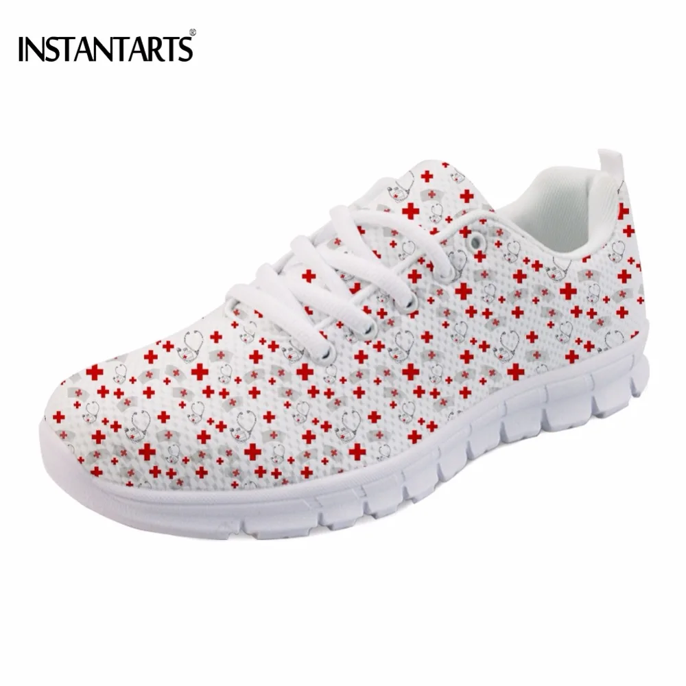 

INSTANTARTS Funny Nursing Coordinates Pattern Students Breathable Sneakers Fashion Women Mesh Flats Shoes Casual Lace-up Flats
