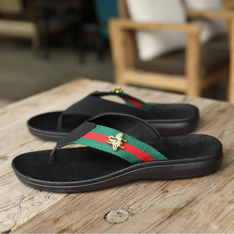 

Flip-flops men's summer non-slip sandals and slippers bee trend outdoor beach shoes men's casual slippers