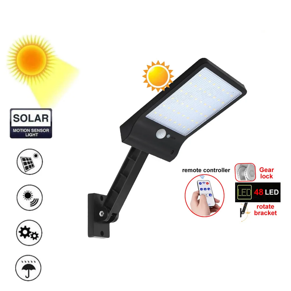 

48 LED 800 LM Solar Lamp Human Body duction Wall Light 3 Modes Dimmable Outdoor Garden Yard Path with So s