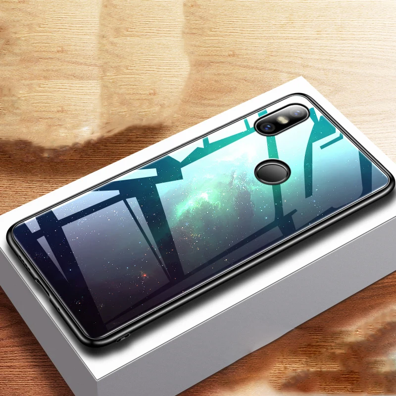 For Xiaomi Mi Mix 2 2s 3 Tempered Glass Coque Back Case Sliding Cover Mirror Soft TPU Silicone Anti- fall Thin Shell Mix2 |