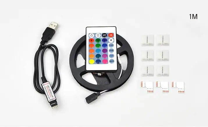 DIY 5 в 1 м 3 м RGB 5050 USB светодиодный светильник для шкафа Водонепроницаемый светодиодный светильник для ТВ Смещенный черный светильник Настольный ЖК-монитор для ПК декоративная лампа - Испускаемый цвет: 1m