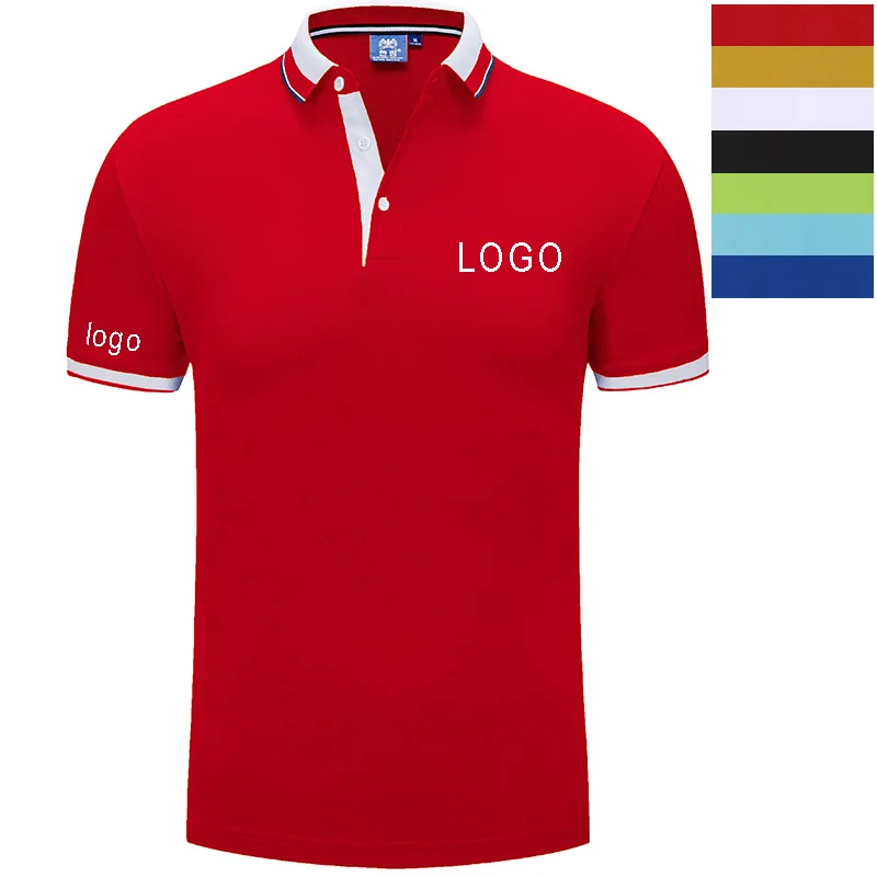 Для мужчин сделанный на заказ рубашка поло с вышивкой индивидуальное тестовый логотип спецодежды или diy фото, левый нагрудный карман