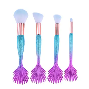 

4Pcs/Set Fish Tail Handle Makeup Brushes Soft Hair Pro Face Foundation Powder Blush Contour Eye Shadow Cosmetic Brush Tool Kit
