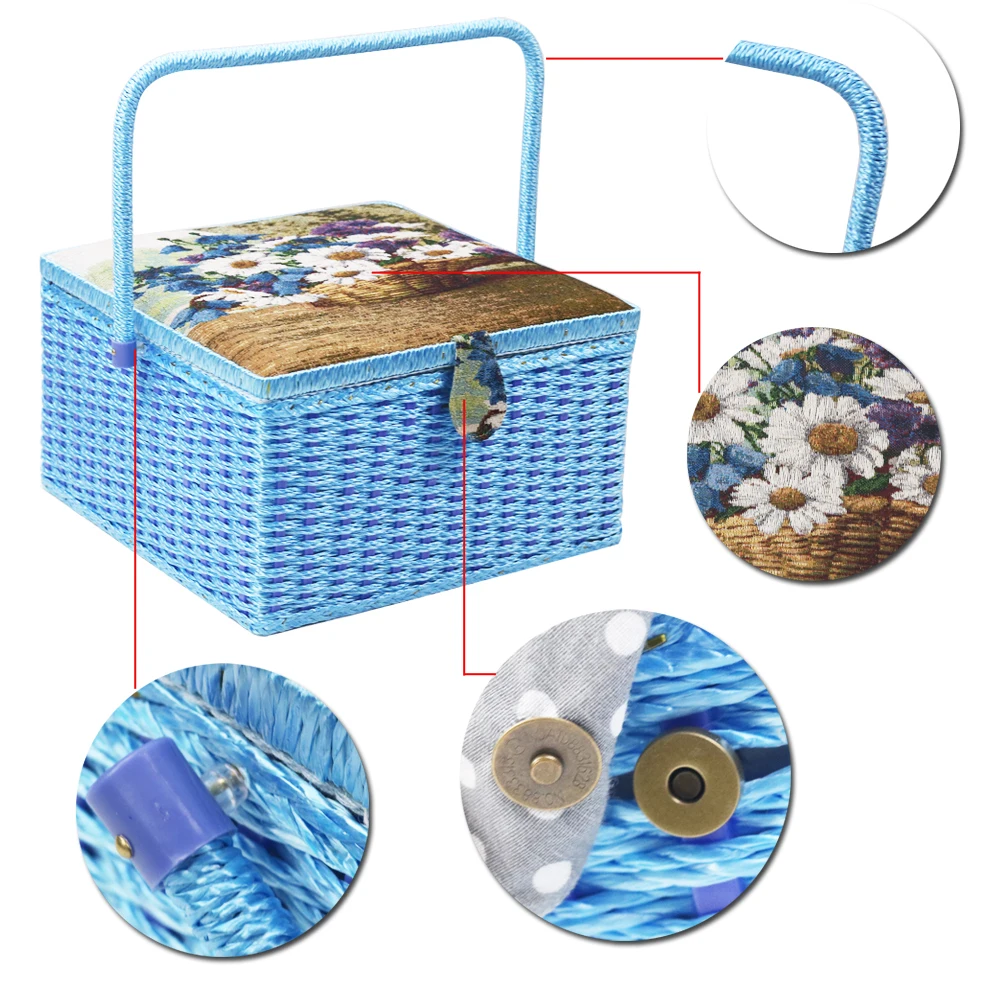 Большая корзина для шитья с набором для шитья аксессуары для ткани инструменты для шитья и рукоделия Органайзер коробка Рождественские подарки для мамы