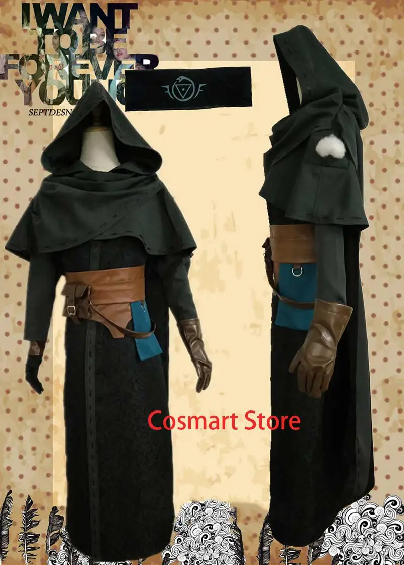 

[Customized] Identity V Diviner Prophet Cosplay Costume Cloak with Cap Striped Full Sets Costume for women men Free shipping