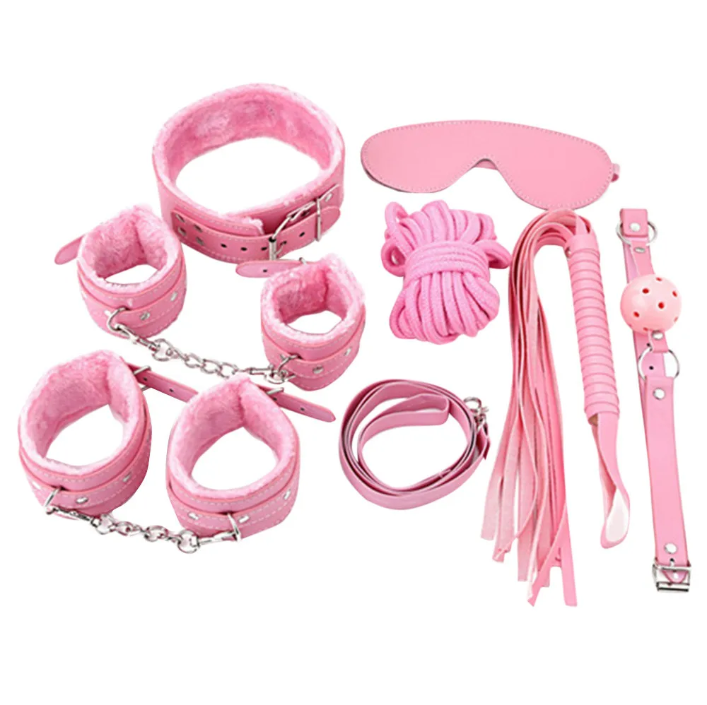 

New Arrivals 7PCS/Set Adult Restraint Handcuffs Fantasy Toys Cosplay Bandage Fetish Restraint SM Grownups Toy X# dropship 1205