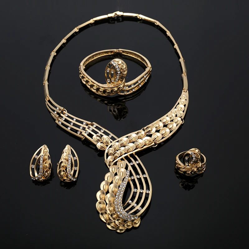 

ougui Exquisite Dubai jewelry sets luxury Golden color indian jewelry big Nigeria African jewelry wholesale jewelry Accessories