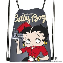 На заказ Betty Boop Drawstring рюкзак сумка милый рюкзак дети ранец(черная спинка) 31x40 см#180531-04-07
