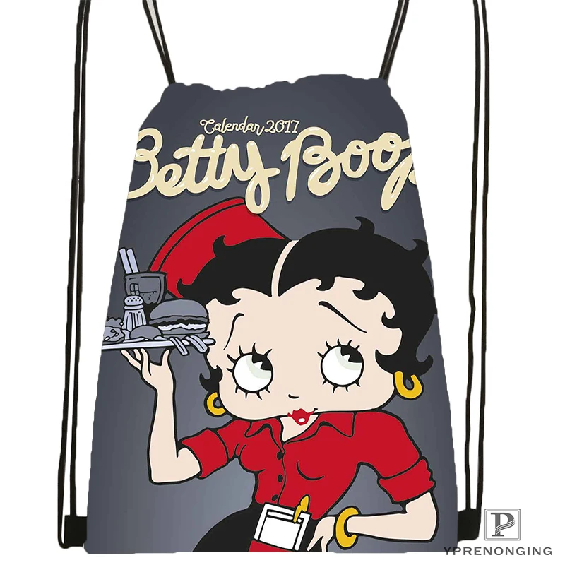 Custom Betty Boop Drawstring Backpack Bag Cute Daypack Kids Satchel Black Back 31x40cm 180531 04 07