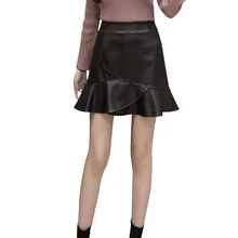 NORMOV элегантная женская юбка Сексуальная Высокая талия пакет бедра искусственная кожа русалка юбка праздничные вечерние Клубные Skinnk черные мини-юбки