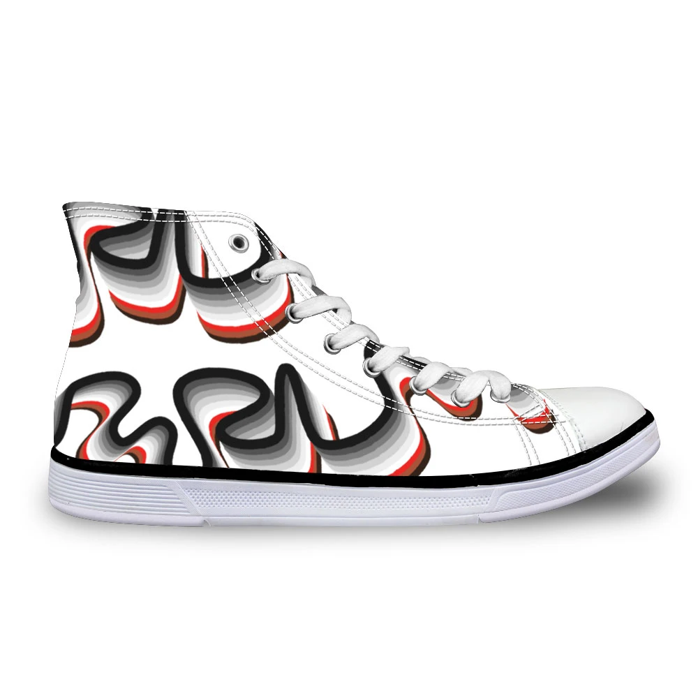 

Noisydesigns Male vintage high top sneakers Boys casual lace up vulcanized Men white striped paisley 3D print flat canvas shoes