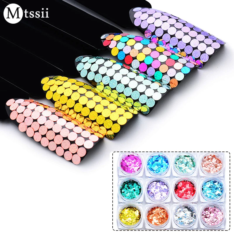 

Mtssii 1g/Box Dazzling Round Nail Art Glitter Shapes Ultrathin Nail Sequins Dust 12 Colors Optional