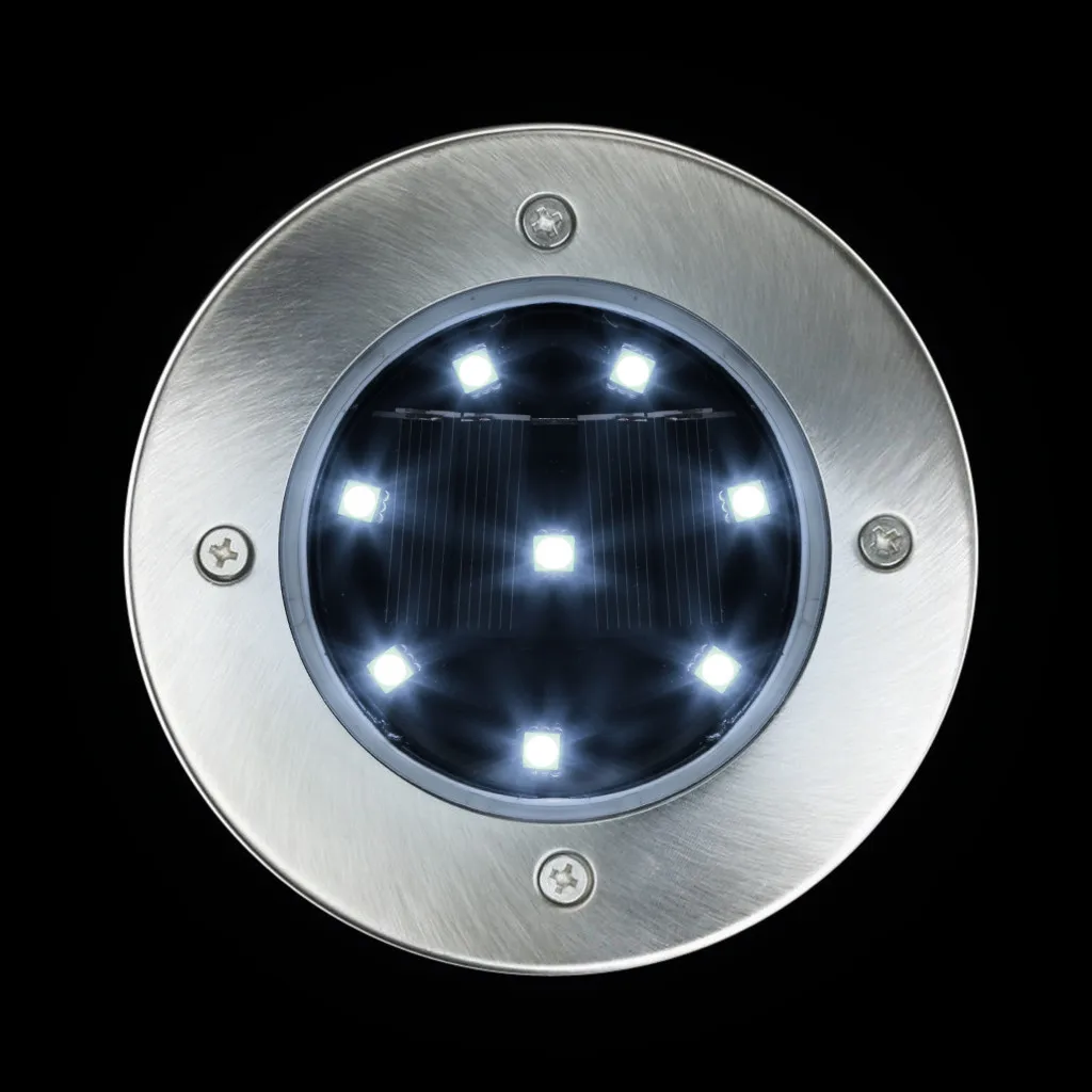 Solar Powered Disk Lights 8 LED Solar Pathway Lights Outdoor Waterproof Garden Landscape LED Lighting for Yard Deck Lawn Patio