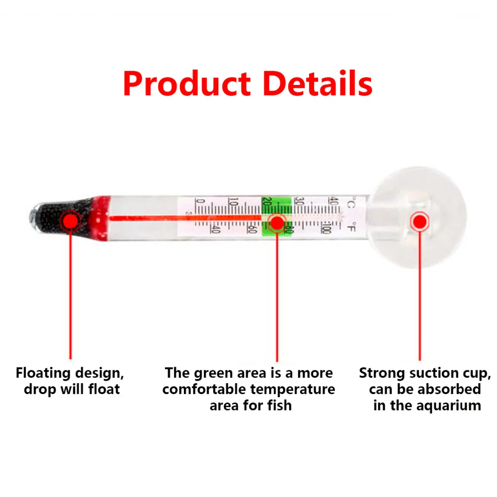 Хороший аквариумный Термометр стеклянный измеритель аквариума стеклянный термометр для измерения температуры воды с хорошей присоской 1 шт