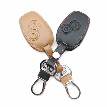 

2018 Genuine Leather Case For Nissan Almera 2BTN Dacia Logan Dodge Renault Clio Espace Kangoo Megane Twingo Car Remote Key Cover