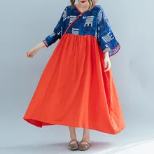 Johnature, женское платье в японском стиле, пэчворк, цветочный принт, весна, новинка размера плюс, женская одежда, винтажное платье, хлопковое льняное платье