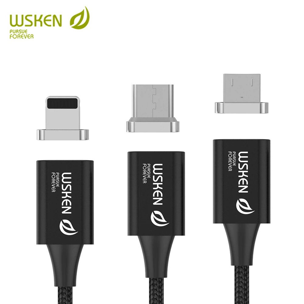 WSKEN X Кабель Lite 2.1A зарядное устройство для iPhone type-C Micro USB Магнитный зарядный кабель
