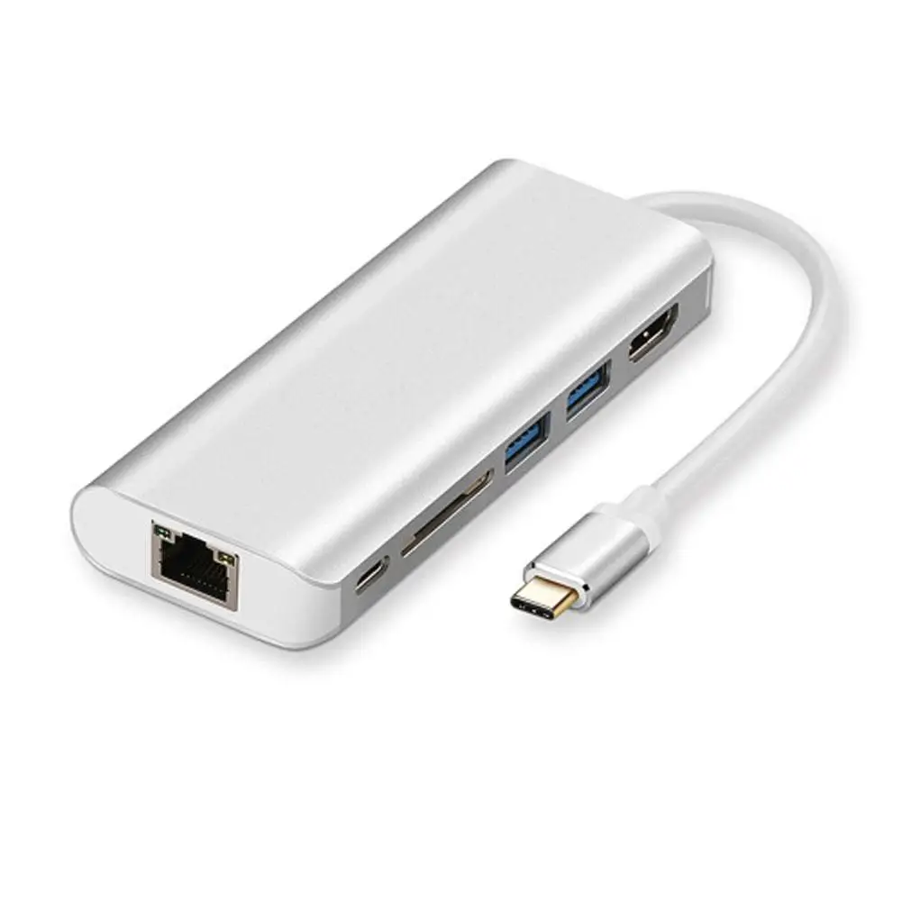 

Hot 6 in 1 HDMI Gigabit Ethernet USB3.0 SD Card Reader Type-C Hub Adapter Converter