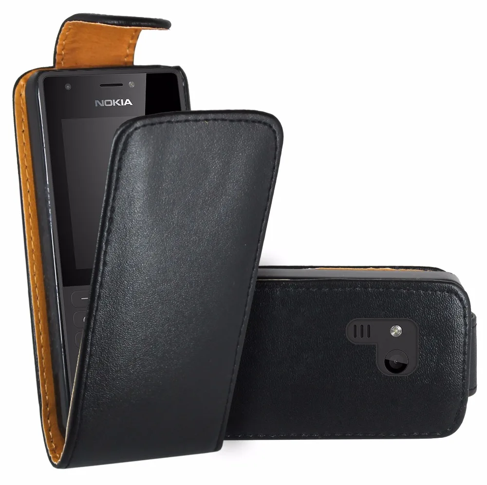 Black Flip Premium Leather Skin Bag Case Cover For Nokia ...