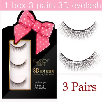 

100% Handmade Silk Soft Korea Heat Resistant Fiber 3D Cross Eye Lash for Makeup 3 Pairs 2 Tones Black Brown Silk Mink Eyelash