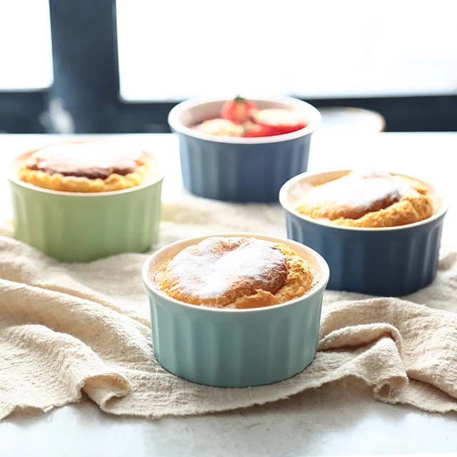 KINGLANG Ceramic Creative Souffle Baking Cup Mini Baking Mold Oven Special Baking Cup Pudding Tableware 2