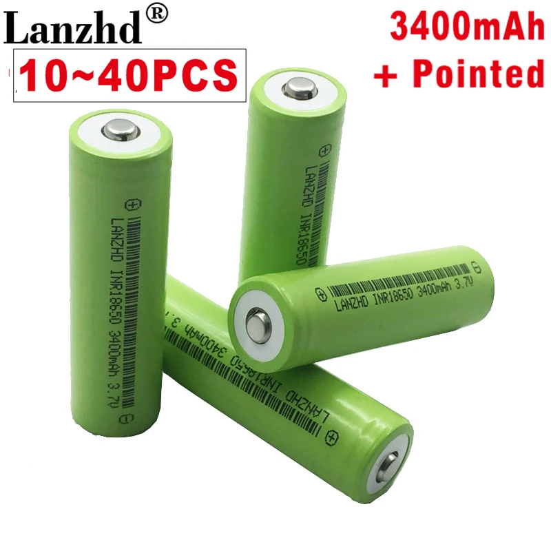 

10~40PCS NEW battery 18650 with Pointed batteries 30A 3400mAh For electronic cigarette Power Battery 18650 rechargeable battery