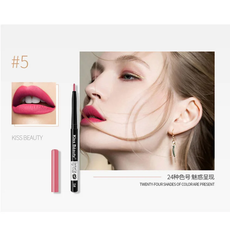 Kiss beauty, матовый телесный карандаш для губ, водостойкий стойкий красивый карандаш для губ, сексуальная красная помада тыквенного цвета, Косметическая Ручка KB011 - Цвет: 05