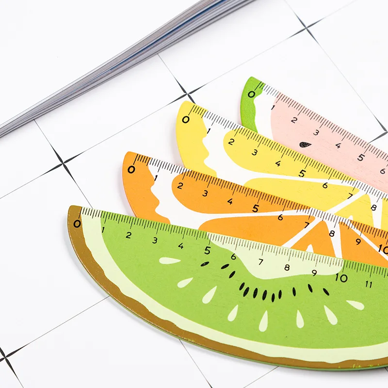 

Wooden Fruit Ruler Cute 15cm Measuring Straight Rulers Drawing Tool Promotional Stationery gift school supplies