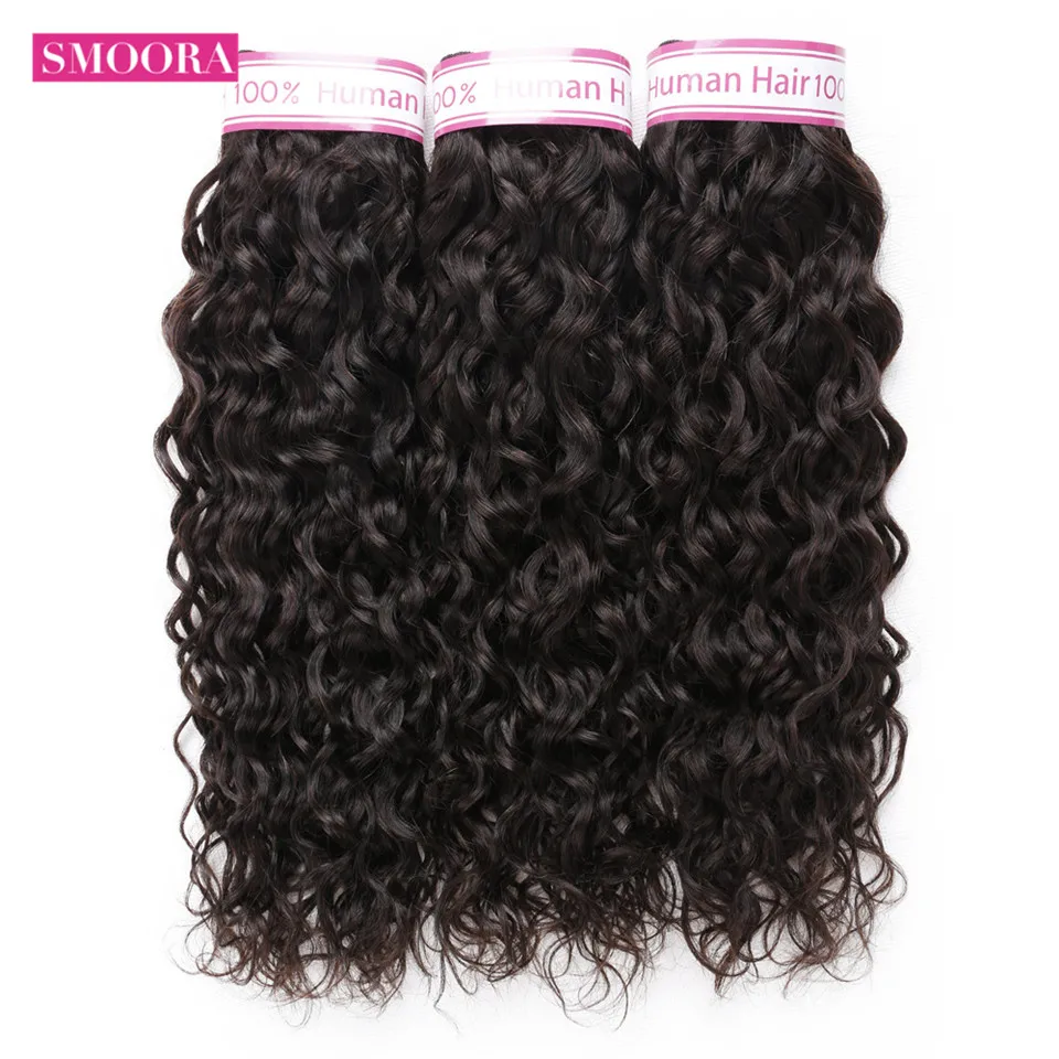 

Smoora Peruvian Water Wave Bundles 3 Pcs / Lot 100% Human Hair Extensions Natural Black Bundle Can Be Colored Non Remy Hair Weft