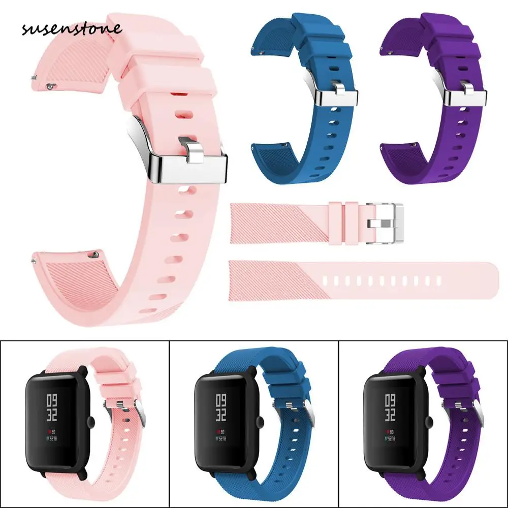 

Susenstone High Quality Watch Band Soft Silicon Accessory Watch Strap Wirstband For Huami Amazfit Bip Youth Watch /PY